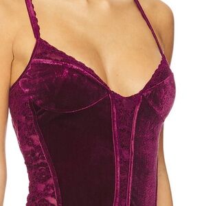 Free People Elegant Velvet Lace Chemise